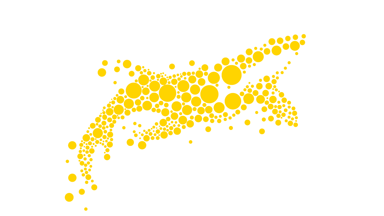 Yellow circles make up the shape of a whale